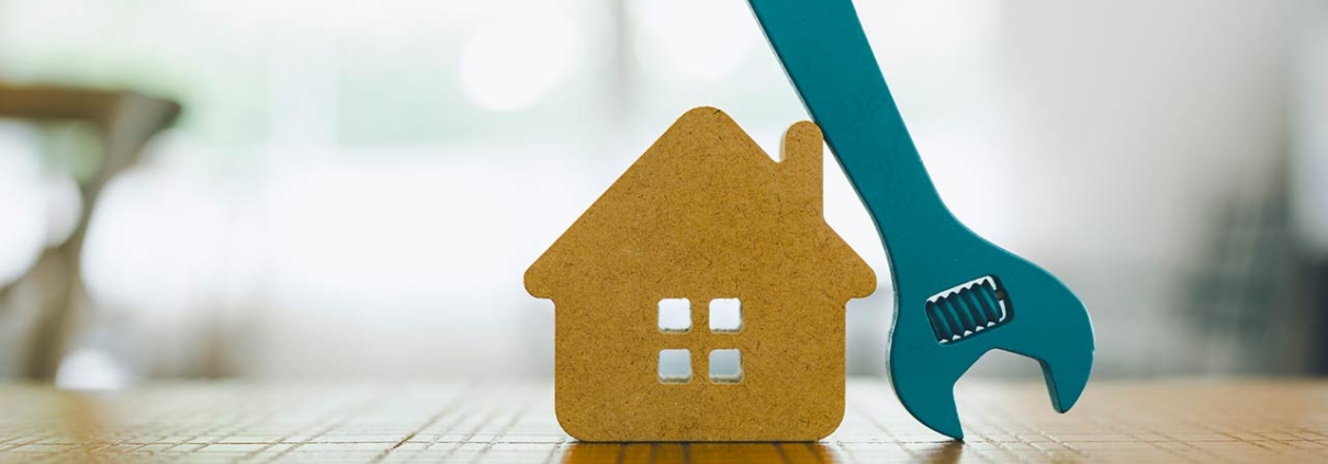 Model house and wrench, home services