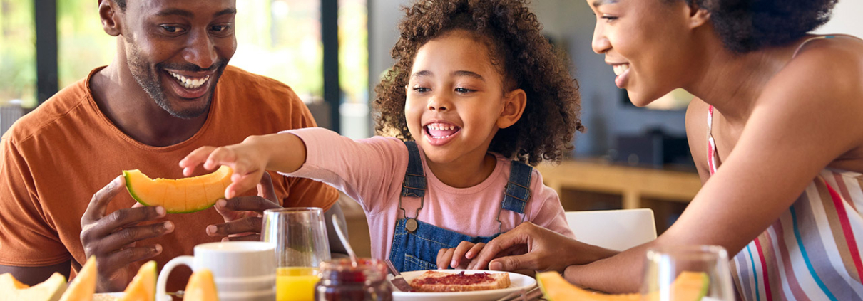 Family having breakfast stock photo